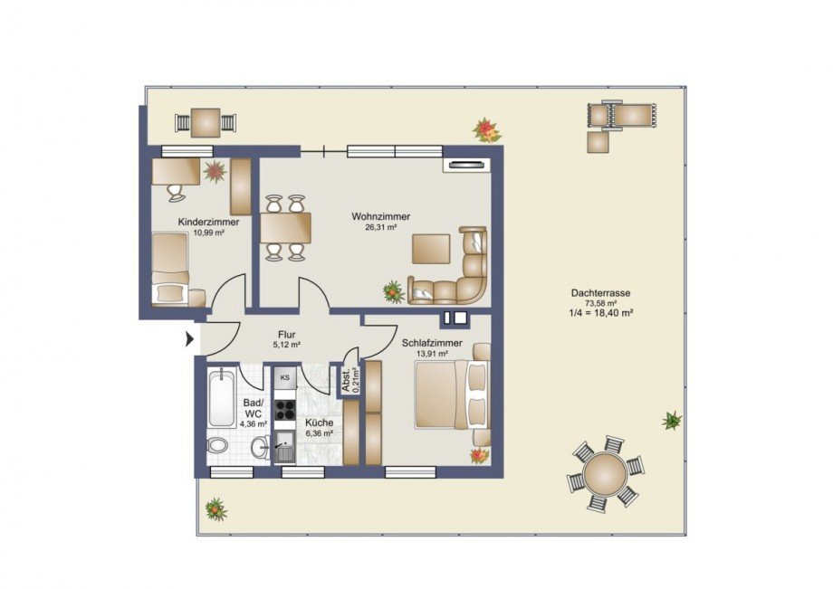Grundriss Dachgeschosswohnung M�nchen