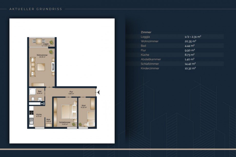 Aktueller Grundriss Etagenwohnung M�nchen / Aubing